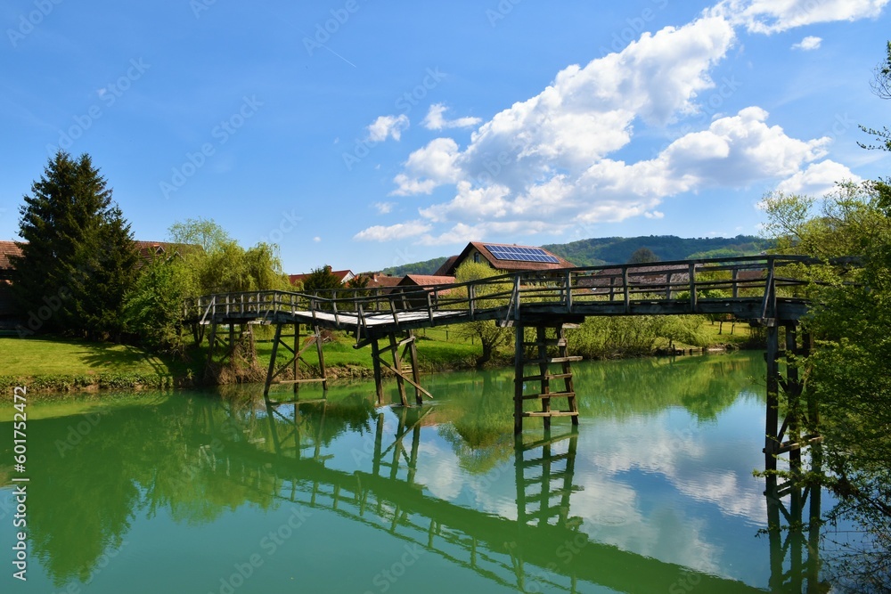 Crumbling wooden bridge at Kostanjevica na Krki in Dolenjska, Slovenia Crumbling wooden bridge at Kostanjevica na Krki in Dolenjska, Slovenia