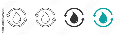Liquid drip recycle vector icons. Water protection flat vector design collection