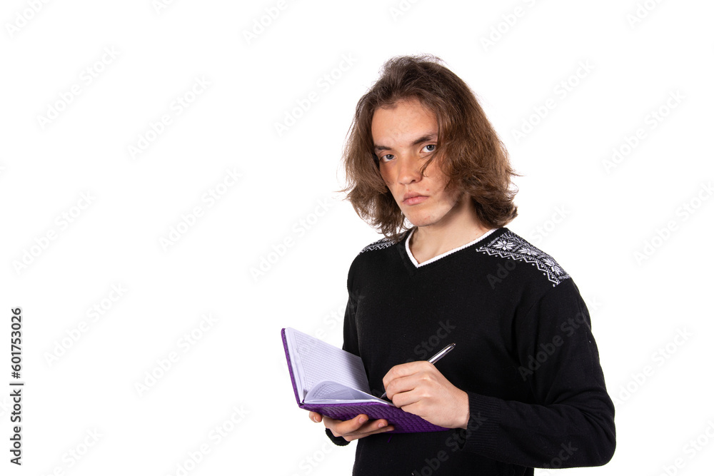 Young attractive student posing in the studio. Young attractive student posing in the studio.