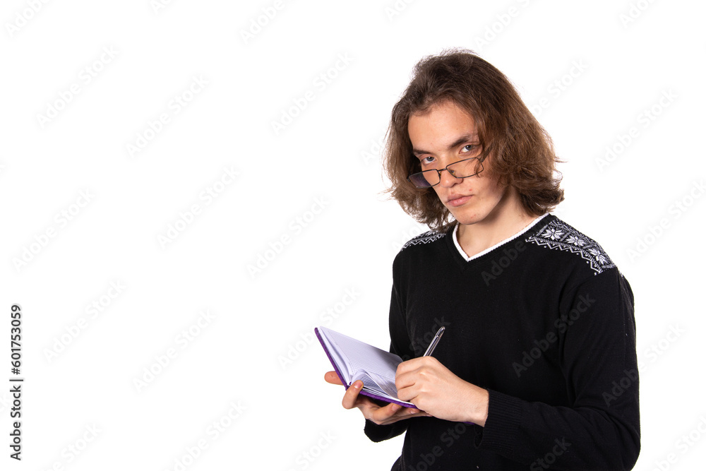 Young attractive student posing in the studio. Young attractive student posing in the studio.