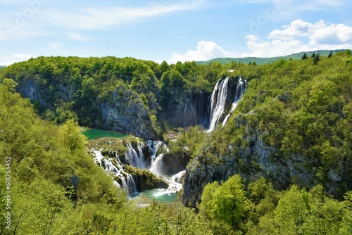 View of Veliko slap waterfall at Plitvice lakes national park in Lika-Senj county, Croatia