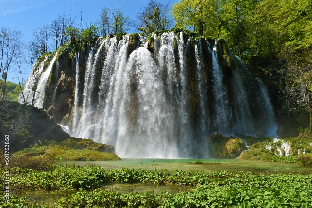 Prštavac waterfall at Plitvice national park in Lika-Senj county, Croatia in summer