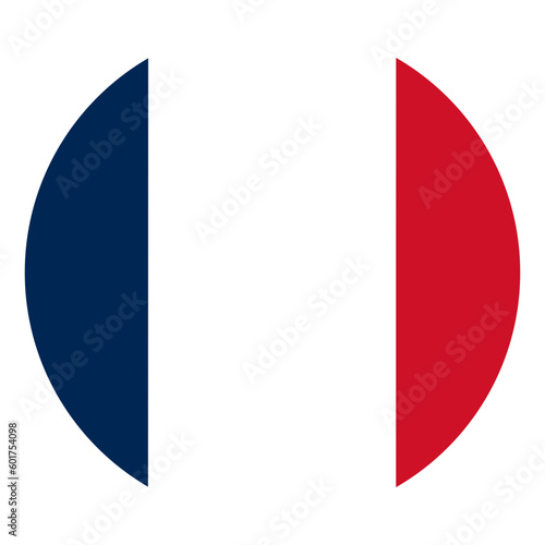 French flag in circle. Flag of France in round circle 