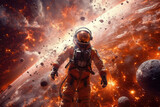space collision, Astronaut with sci-fi theme background