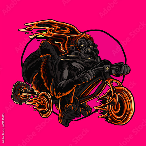 Illustration vector graphic of GORILLA RACER for apparel design merchandise, such as logos on product packaging photo