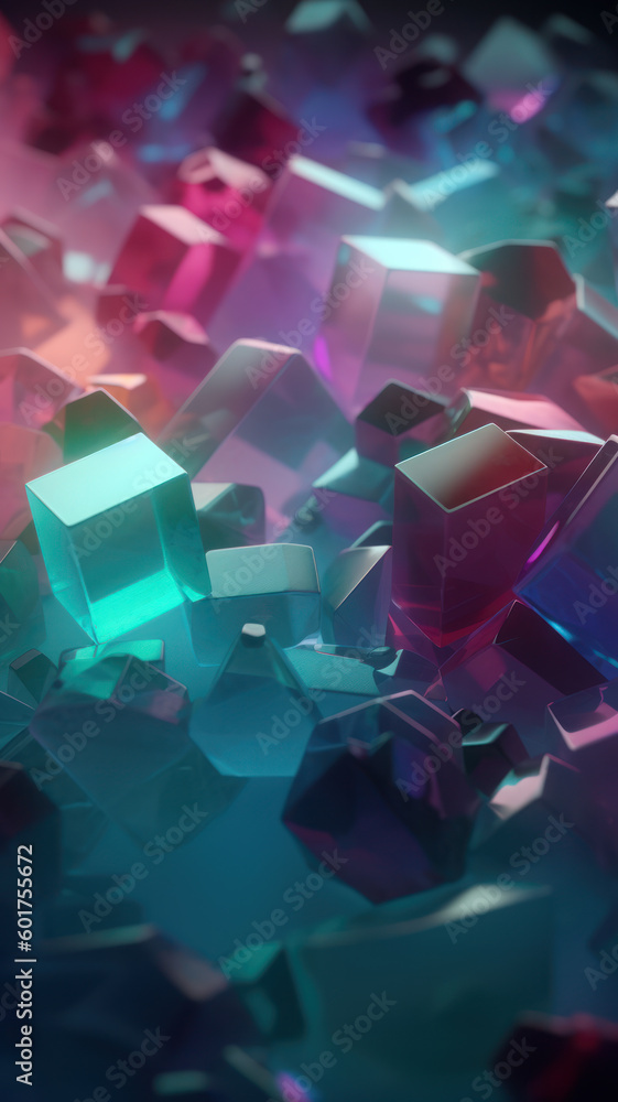 An abstract geometric background with colorful translucent glass An abstract geometric background with colorful translucent glass