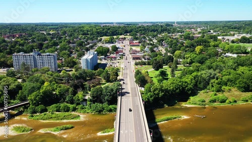 Aerial scene of the Grand River in Brantford, Ontario, Canada 4K photo