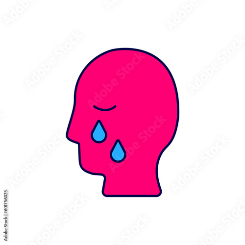 Filled outline Man graves funeral sorrow icon isolated on white background. The emotion of grief, sadness, sorrow, death. Vector
