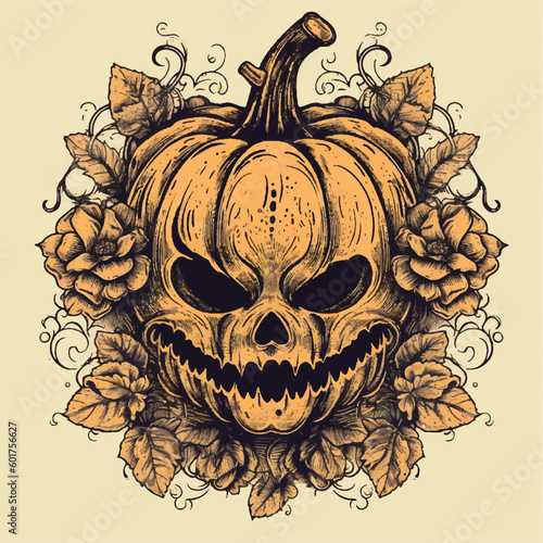 Smiling Scary Halloween Pumpkin Vector Design