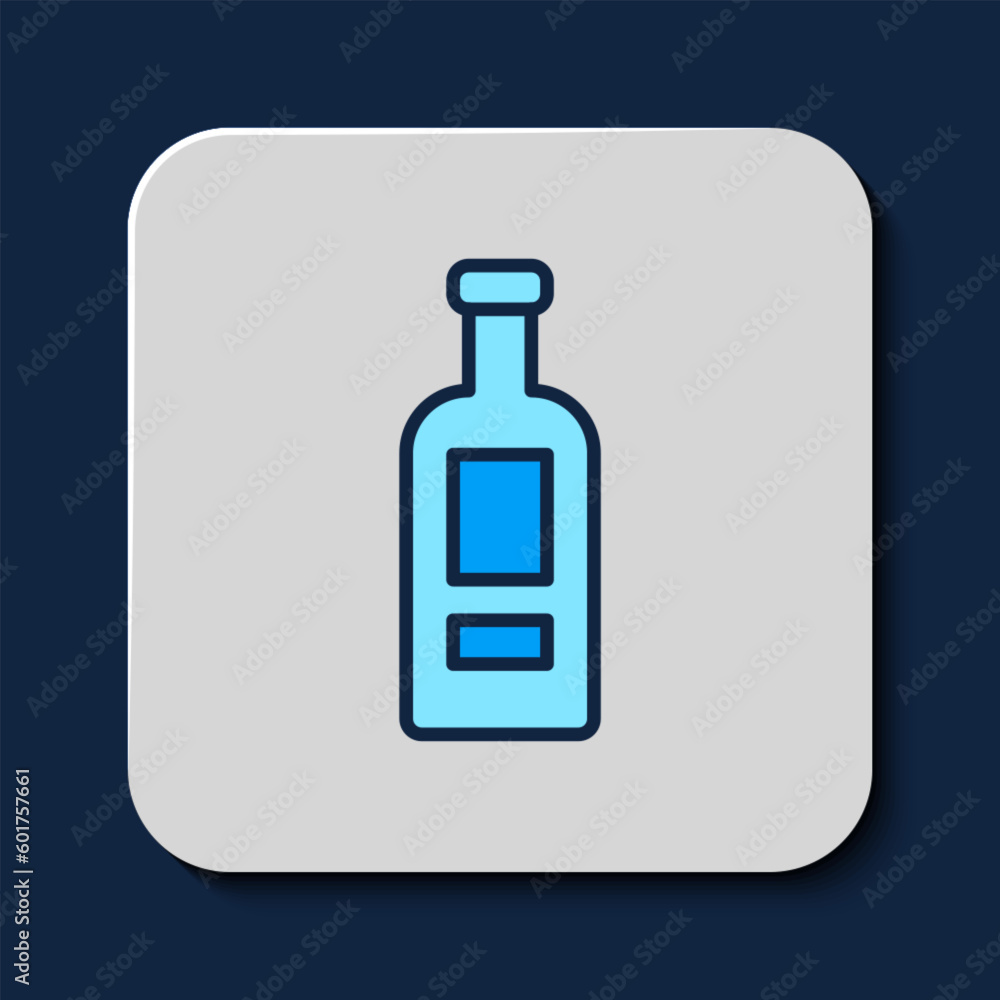 Filled outline Glass bottle of vodka icon isolated on blue background. Vector Filled outline Glass bottle of vodka icon isolated on blue background. Vector