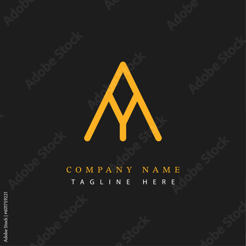 Letter AY logotype Monoline style, simple and elegant AY logo - Vector