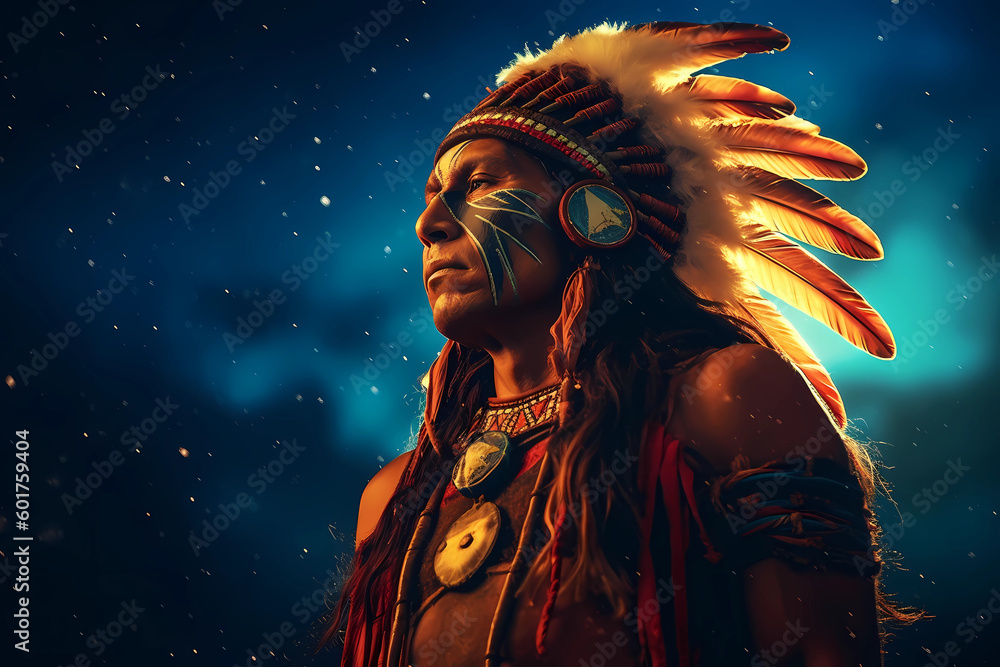 Native American Chief: Preserving Cultural Heritage in the Modern World Created by AI