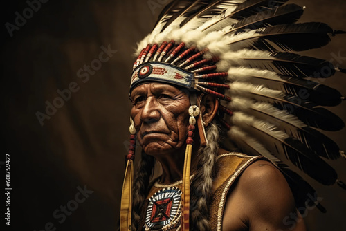 Honoring Traditions - Unraveling the Story of a Male Native American Chief Created by AI