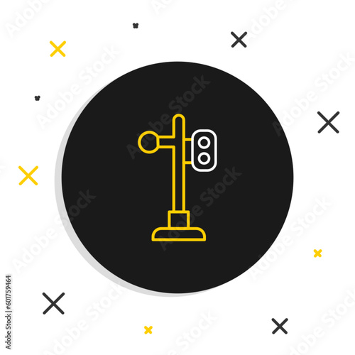 Line Train traffic light icon isolated on white background. Traffic lights for the railway to regulate the movement of trains. Colorful outline concept. Vector