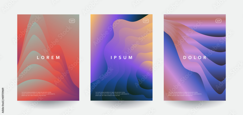 Brochure covers with retro gradient shapes and patterns. Vector deisgn.