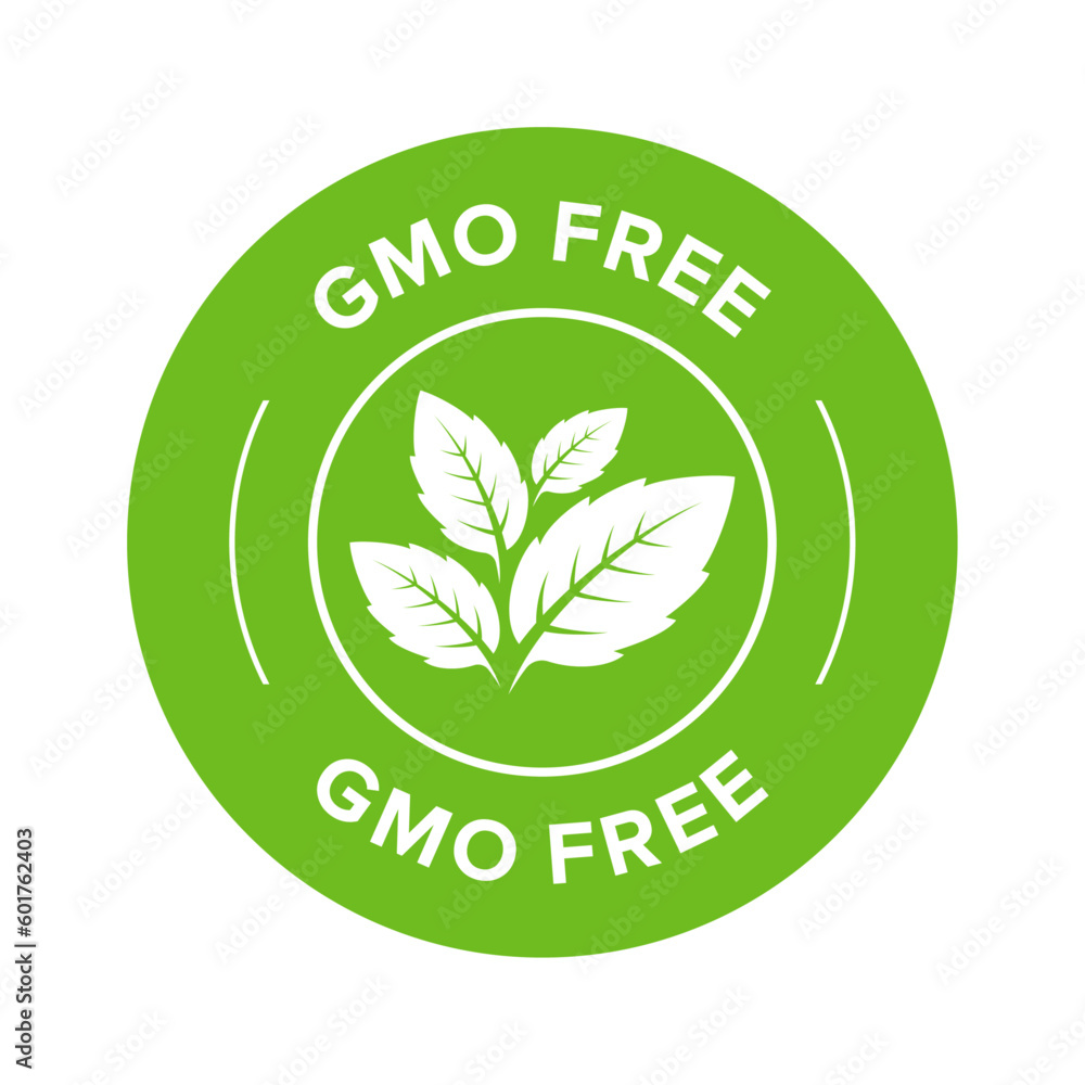 GMO free icon. Vector green leaf non GMO logo sign for healthy food package design. GMO free icon. Vector green leaf non GMO logo sign for healthy food package design.