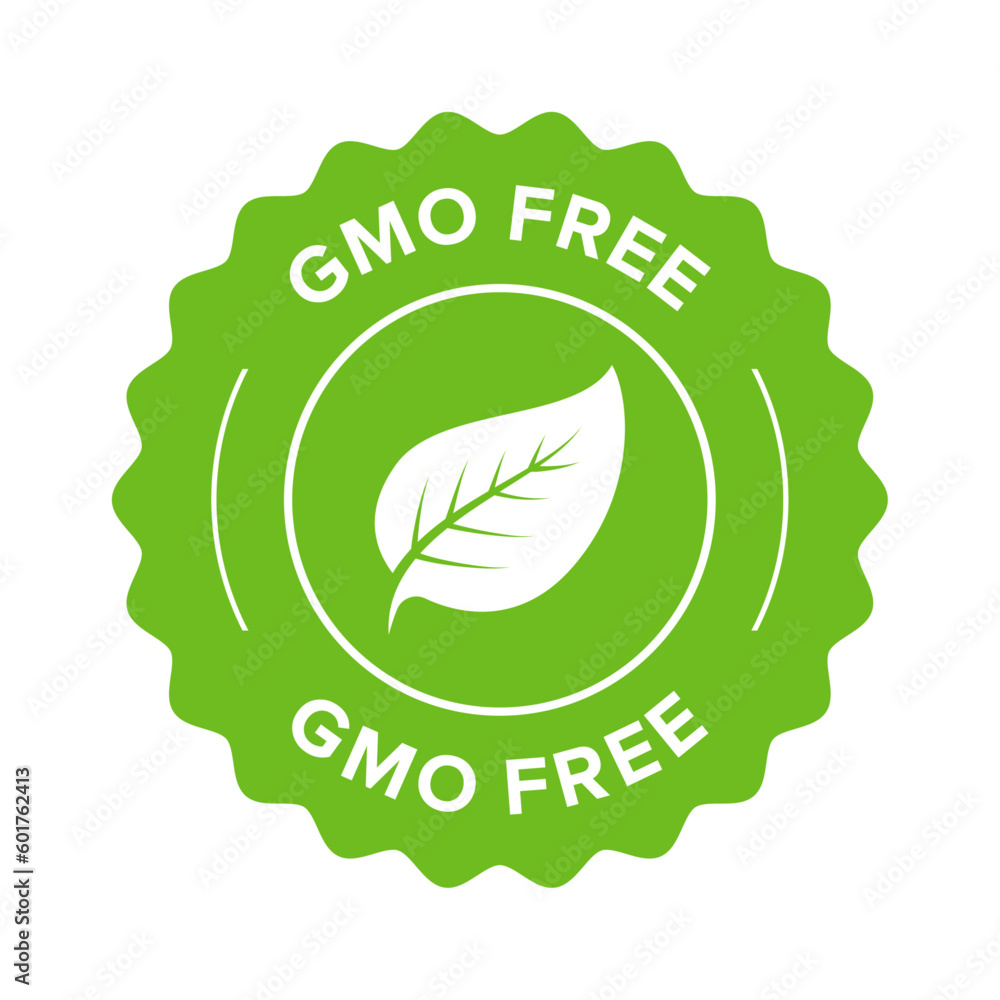GMO free icon. Vector green leaf non GMO logo sign for healthy food package design. GMO free icon. Vector green leaf non GMO logo sign for healthy food package design.