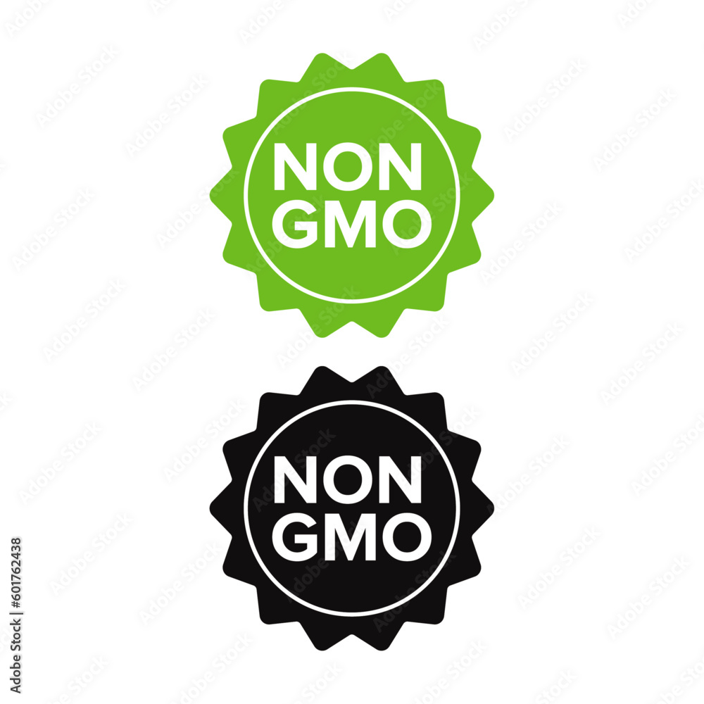 Non GMO free food packaging seal or sticker flat icon Non GMO free food packaging seal or sticker flat icon