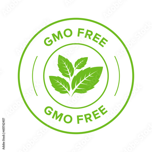 GMO free icon. Vector green leaf non GMO logo sign for healthy food package design.