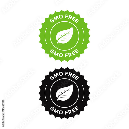 GMO free icon. Vector green leaf non GMO logo sign for healthy food package design.