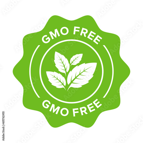 GMO free icon. Vector green leaf non GMO logo sign for healthy food package design.