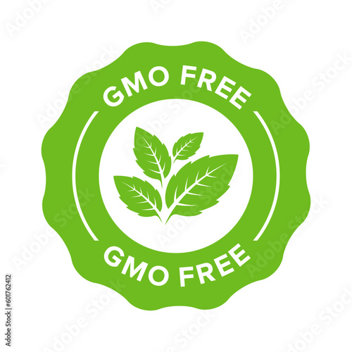 GMO free icon. Vector green leaf non GMO logo sign for healthy food package design.