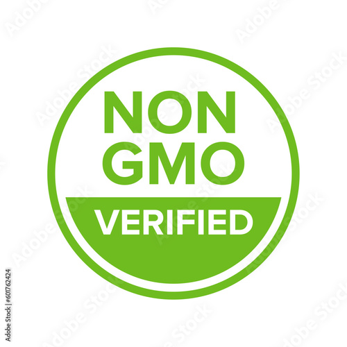 Non GMO verified label. GMO free icon. No GMO design element for tags, product packag, food symbol, emblems, stickers. Healthy food concept. Vector illustration