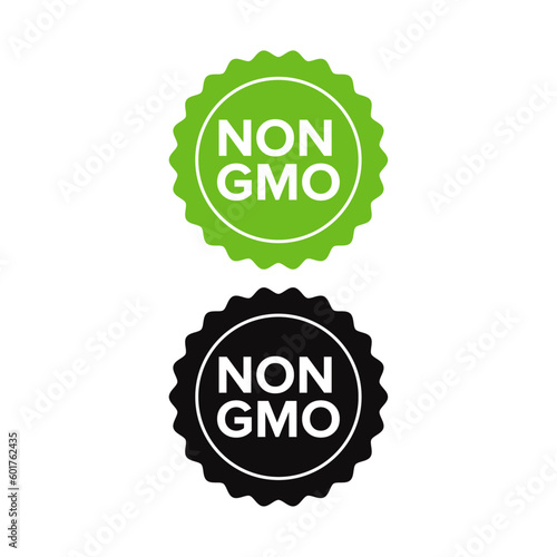 Non GMO free food packaging seal or sticker flat icon