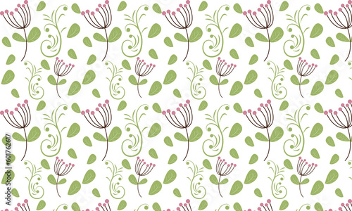 Vector seamless flower and leaf pattern editable template design.