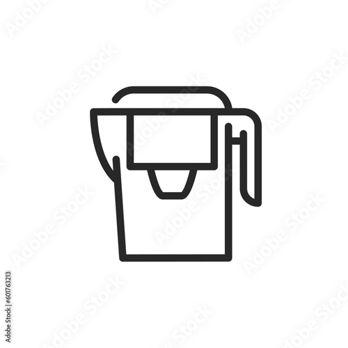 Water Filter Pitcher Icon. Outline Editable Vector Sign Home Water Treatment, Hydration, and Purification