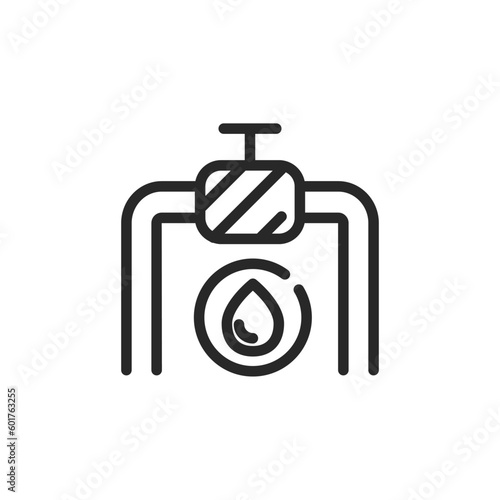 Water Pipes Leakage Icon. Pipe with Valve and Water Drop, Plumbing Issues, Leak Repair, Leaking Pipe, Vector Design.