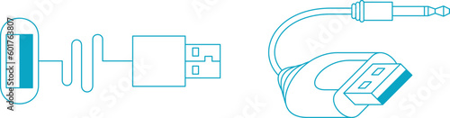 USB cable and headphone jack, computer cable for transferring files and establishing connections, technology for connecting a phone to a computer, with the possibility of internal pouring layers