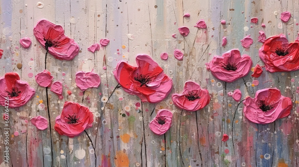 custom made wallpaper toronto digitalFlower art. Oil painting of flowers. Stunning impasto painting. Generative AI.