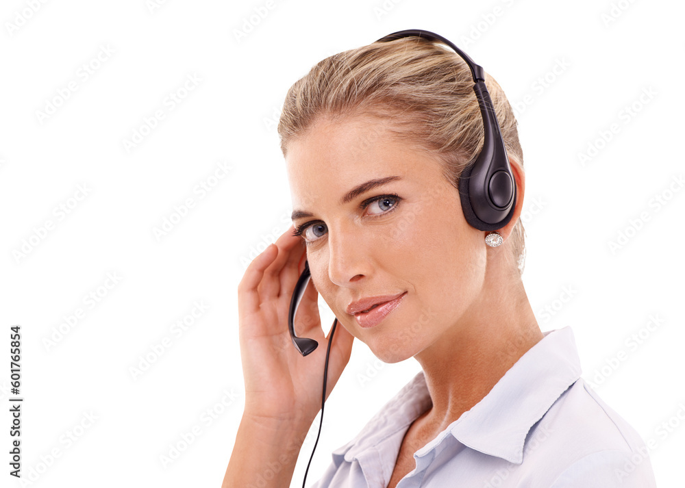 Call center, face portrait and serious woman in customer service isolated on a transparent png background. Telemarketing, contact us and female person, sales agent or consultant with headphones. Call center, face portrait and serious woman in customer service isolated on a transparent png background. Telemarketing, contact us and female person, sales agent or consultant with headphones.
