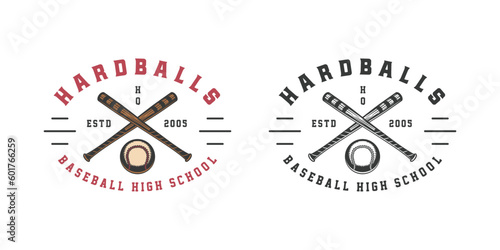 Vintage retro baseball sport emblem, logo, badge, label. mark, poster or print. Monochrome Graphic Art. Vector Illustration.