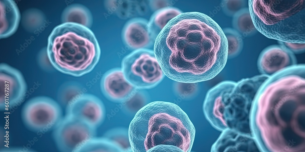 macro view of Human cell or Embryonic stem cell microscope, illustration by ai generative macro view of Human cell or Embryonic stem cell microscope, illustration by ai generative