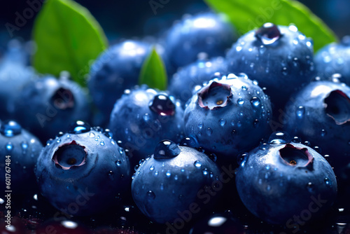 Bunch of blueberries. Texture blueberry berries close up. Generative Ai.