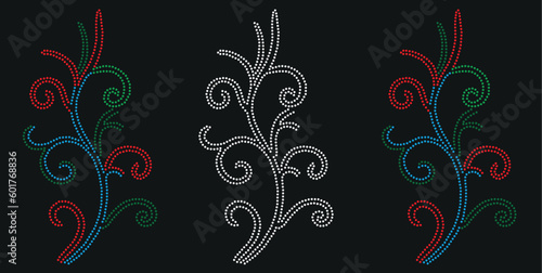 Flowers Rhinestone Transfers Ideas ,full, illustration.background. hand drawn style. You can use it as a bead embroidery, glitter or foil fashion,with collar and hot fix rhinestone desig
