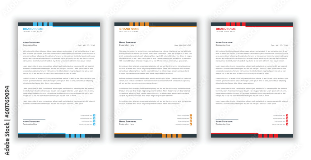 Corporate business letterhead vector template. Corporate business letterhead vector template.