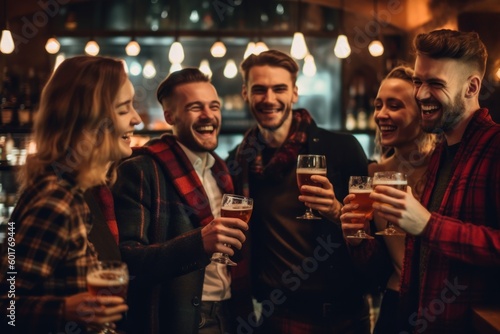 Cheerful Mates Gathering Together for a Fun Night of Entertainment and Beverages