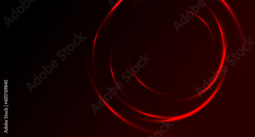 Bright red neon glowing shiny circles abstract background. Vector futuristic design