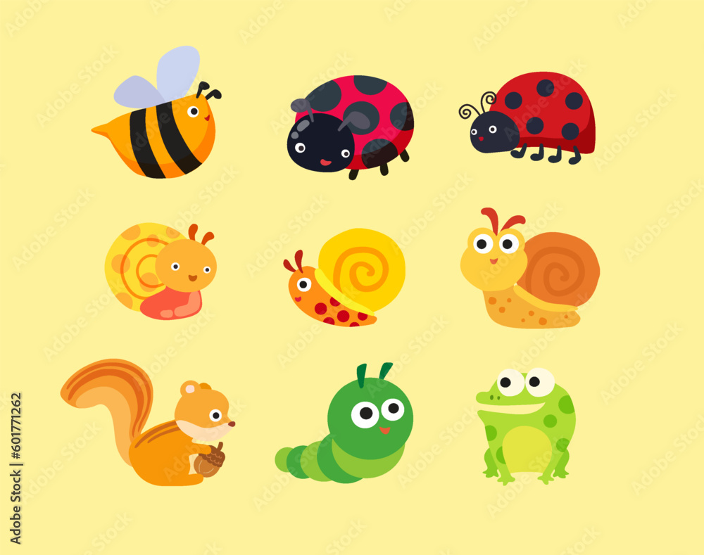 Vector coloured animals and insects collection Vector coloured animals and insects collection
