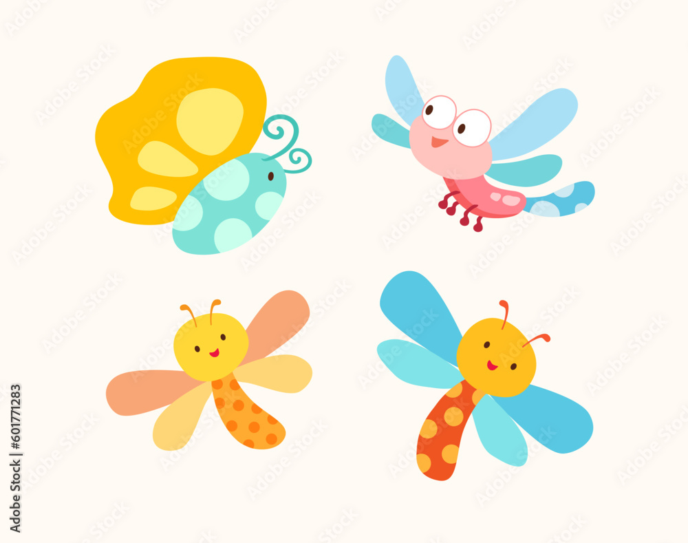 Dragonfly and butterfly elements collection Dragonfly and butterfly elements collection