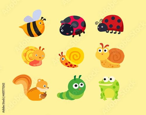 Vector coloured animals and insects collection © KANPIROM