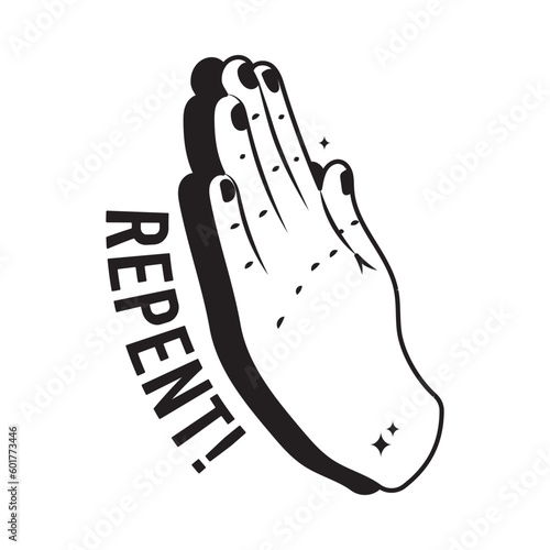 Repent doodle vector outline icon. EPS 10 file