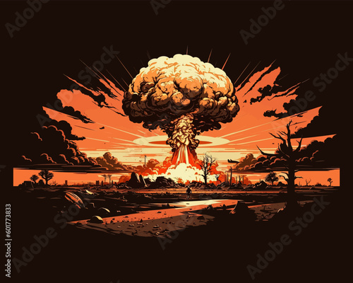 Canvastavla Nuclear bomb explosion vector illustration EPS 10