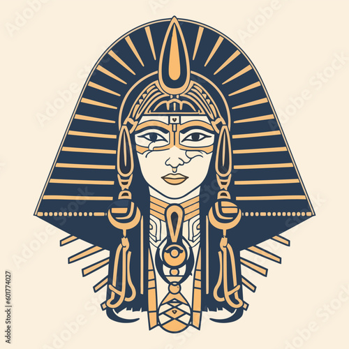 Cleopatra handdrawn logo design illustration Generative AI