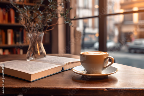 Enjoying a cup of coffee while reading a good book - generative ai