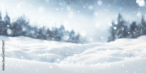 Winter background, snowy forest generative ai illustration, snowfall, winter weather © inspiretta