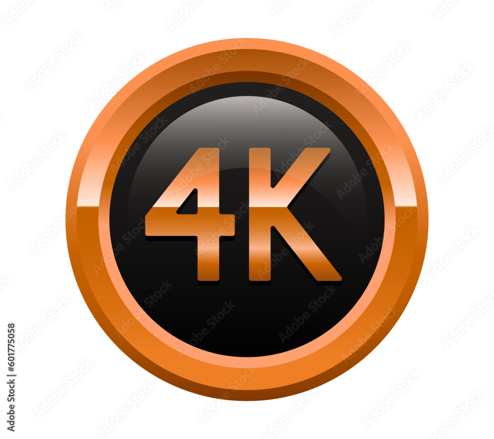 4k ultra HD, gold badge. Black badge in a gold frame. 4K video resolution, vector illustration. 4k ultra HD, gold badge. Black badge in a gold frame. 4K video resolution, vector illustration.